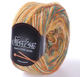 Vlněná příze MarLen zelenooranžový melír