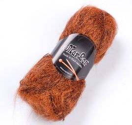 Pletací mohérová příze s leskem rezavočerná