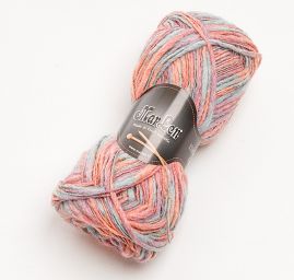 Efektní vlněná příze Marlen nestejné síly fialovomodrorůžová 