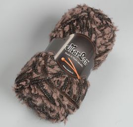 Vlněná pletací příze MarLen se střapečky hnědo-černý melír