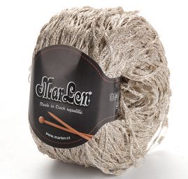 Efektní přípletová pletací příze smetanovostříbrná