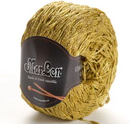 Efektní přípletová pletací příze žlutozlatá MarLen