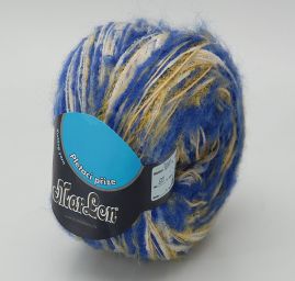 Vlněná pletací příze Marlen modrožlutý melír