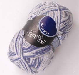 Směsová vlněná pletací příze bílomodrý melír