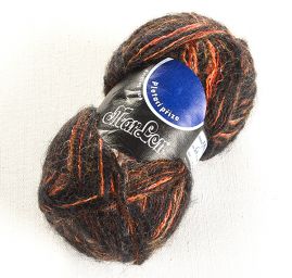 Vlněná měsová pletací příze černočervený melír