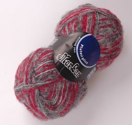 Směsová vlněná pletací příze vínovošedý melír