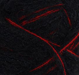 Mohérová pletací příze Marlen černočervený melír