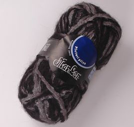 Směsová vlněná pletací příze šedočerný melír