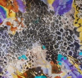 Hedvábný mušelín - mix barev fialová