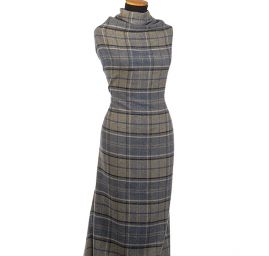 Bavlněný flanel košilová látky vzor kostky modrá/šedá