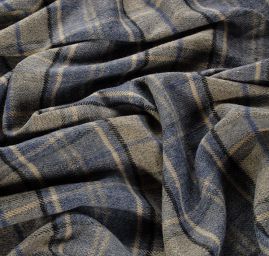 Bavlněný flanel košilová látky vzor kostky modrá/šedá