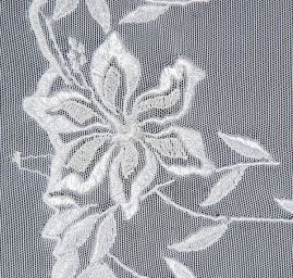 Krajka výšivka na tylu vzor květin slonová kost