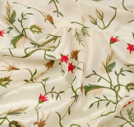 Vyšívaný taft s květy II. jakost