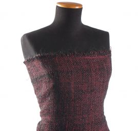 Ručně tkaná látka červenočerný melír