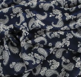 Žoržet paisley květinový vzor tmavě modrý