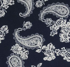 Žoržet paisley květinový vzor tmavě modrý