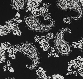 Žoržet paisley květinový vzor černý