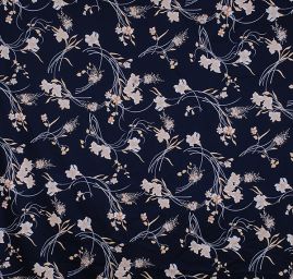 Viskozová letní látka květinový motiv černá/oříšková