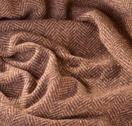 Látka na kabát vzor rybí kost hnědá