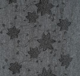 Tvídová látka s výšivkou šedočerná