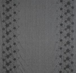 Tvídová látka s výšivkou šedočerná