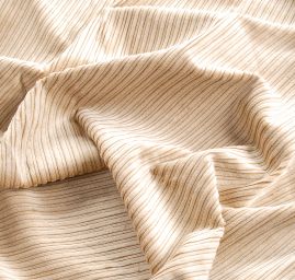 Pružný manšestr s širším proužkem světle hnědý