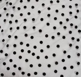 Tyl šatový sametový flock puntík černý