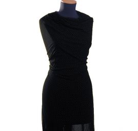 Žoržetový úplet vzor puntík černá/zlatá