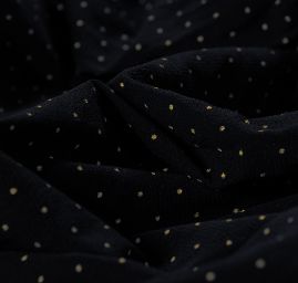 Žoržetový úplet vzor puntík černá/zlatá