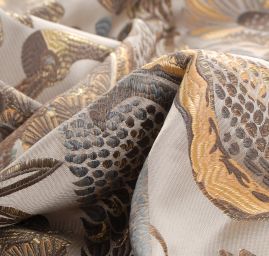 Žakárová dekorační látka Art deco Volavky béž