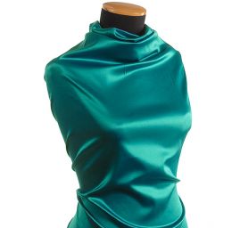 Pružný satén hladký tyrkysové barvy