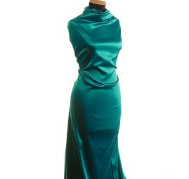 Pružný satén hladký tyrkysové barvy