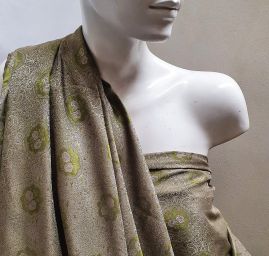 Brokát nepružný vintage medajlon zelenošedý