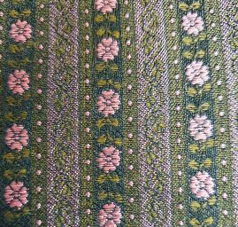 Brokát nepružný květy a proužky starorůžová