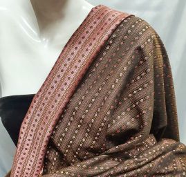 Brokát nepružný květy a proužky starorůžová