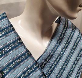 Brokát nepružný  květy a proužky tyrkysovofialový