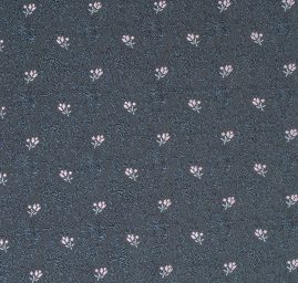 Brokát nepružný pevnější drobný květ modročerný