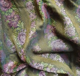 Brokát nepružný vintage růže olivový