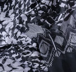 Šifon plisé černobílý