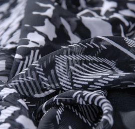 Šifon plisé černobílý