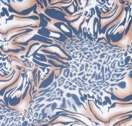 Látka jemný šifon zvířecí motiv hnědočerný