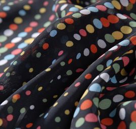 Šifon vzor puntíky velké/malé černý podklad