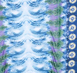 Šifon plisé modrý paisley motiv