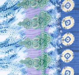 Šifon plisé modrý paisley motiv