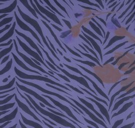 Šifon zvířecí motiv/květy fialovočerná