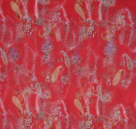 Šifon kreš zvířecí motiv/kašmírovvý vzor červený