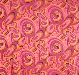 Šifón abstrkatní motiv červenooranžový