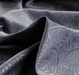 Brokát nepružný květinový motiv modrošedý