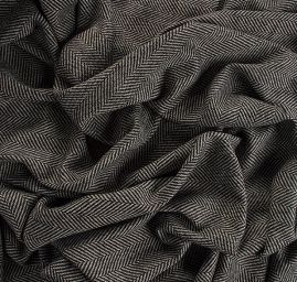 Vlněná látka vzor rybí kost černá/smetanová