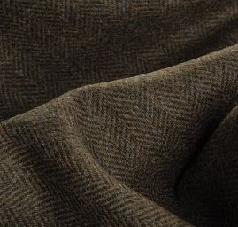 Vlněná látka vzor rybí kost tm.zelené/khaki